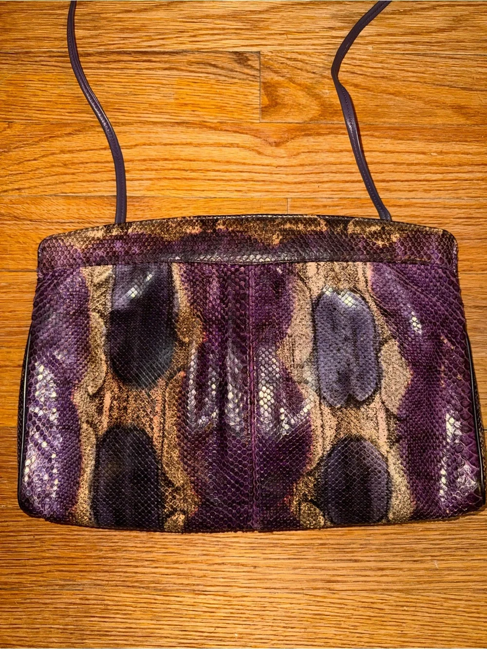 EUC Vintage Bags by Varon purple snakeskin clutch shoulder bag
